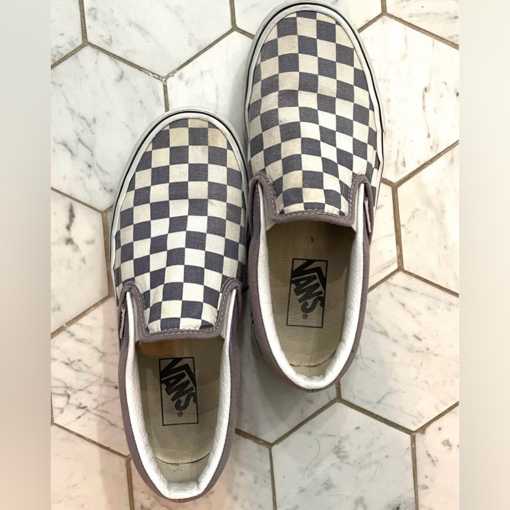 Vans Checkered Slip-On Sneakers - Grey and White